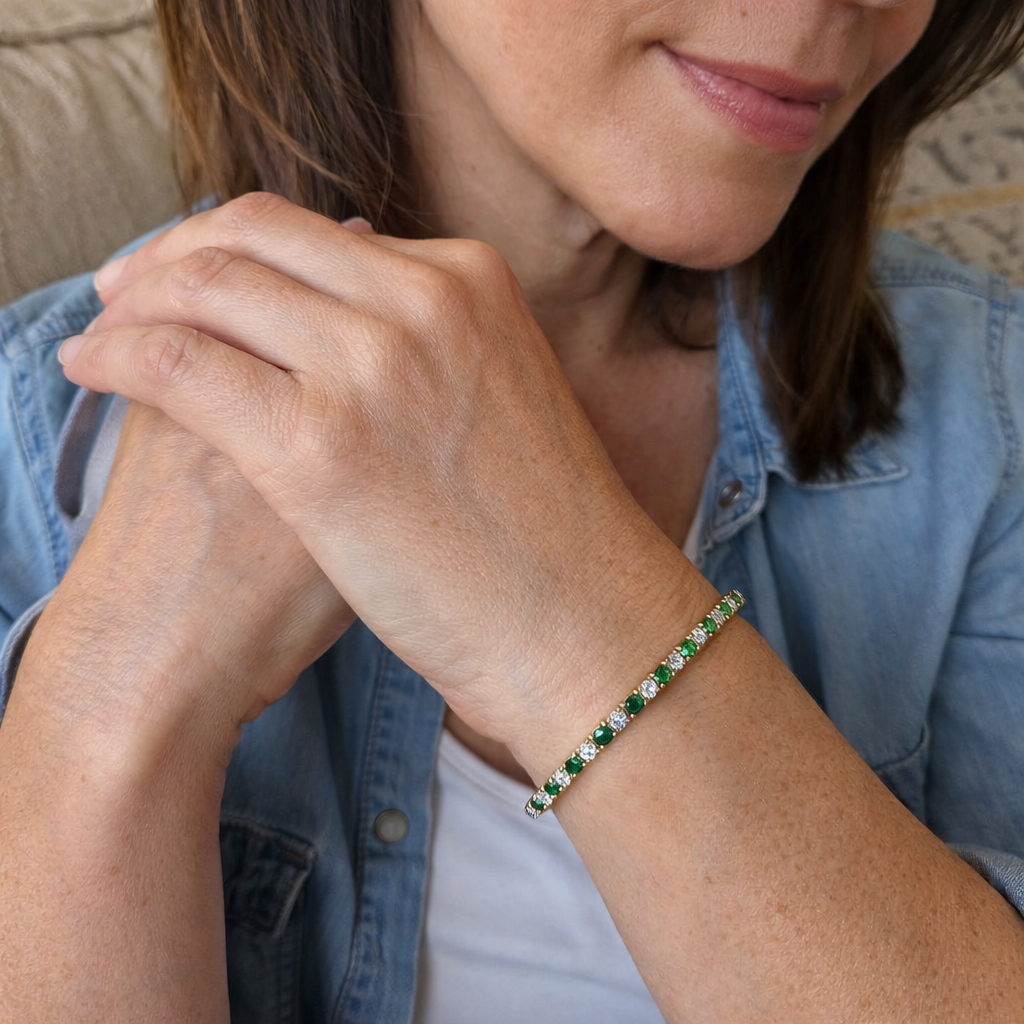 Bracciale Tennis Trio Smeraldi Oro giallo