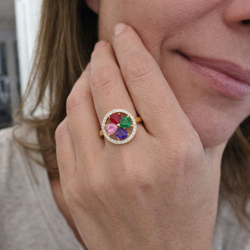 Anello Girevole Cuori Colorwave Oro giallo