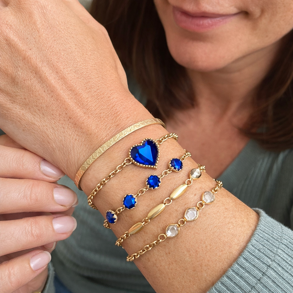 Aveline Northblue Parure di Bracciali Zaffiro Oro giallo