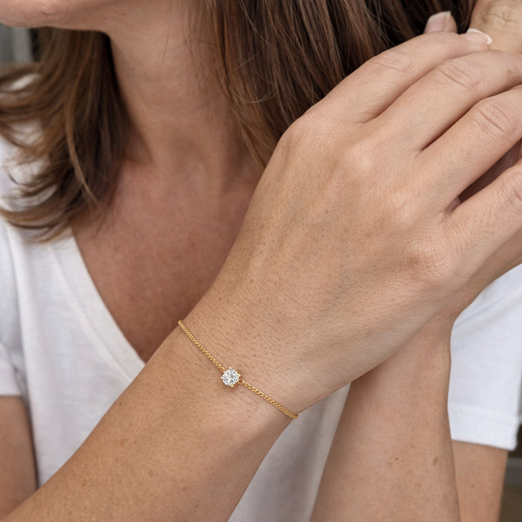 Clea Bracciale con Pietra Moissanite Oro giallo