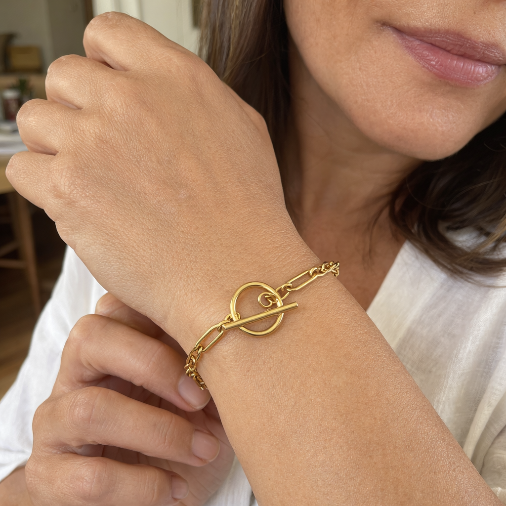 Bracciale con Barra a T Maglie Oro giallo