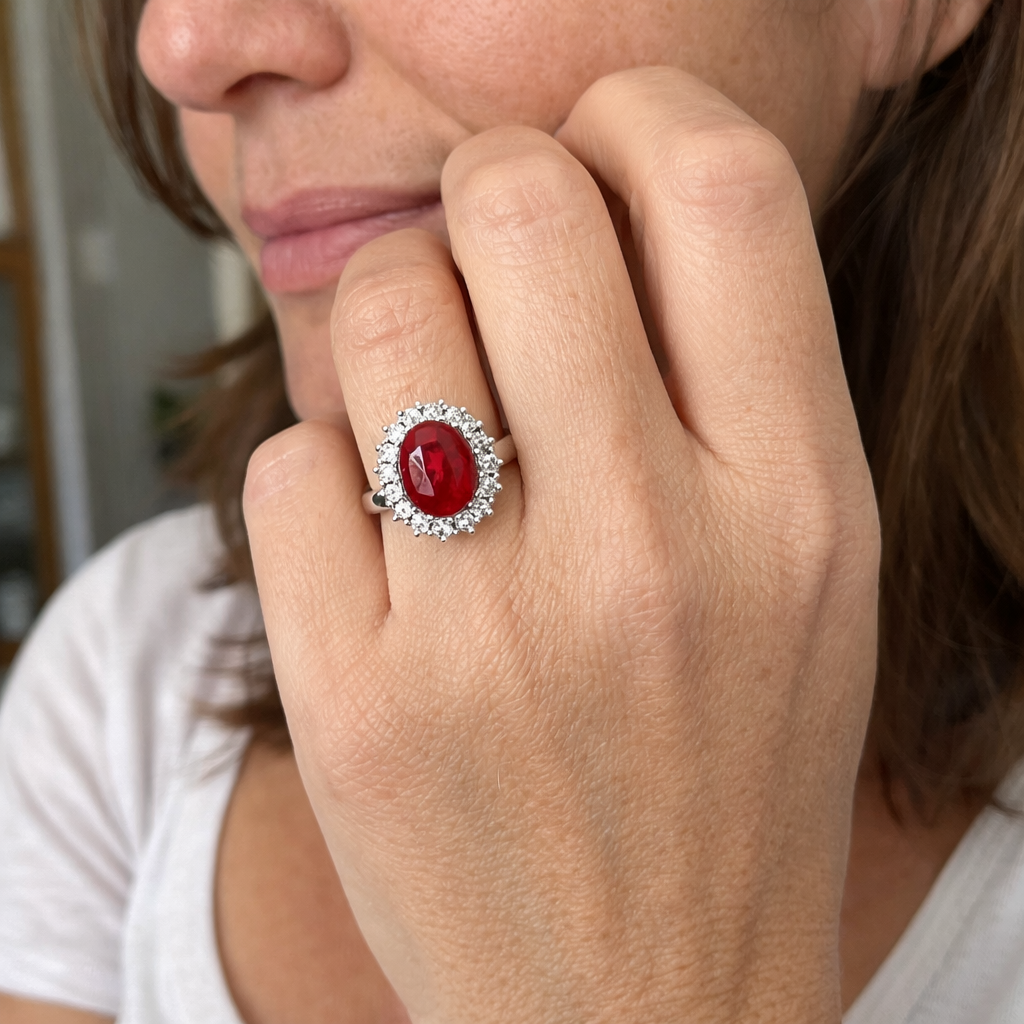 Anello Corona Scarlatta Rubino