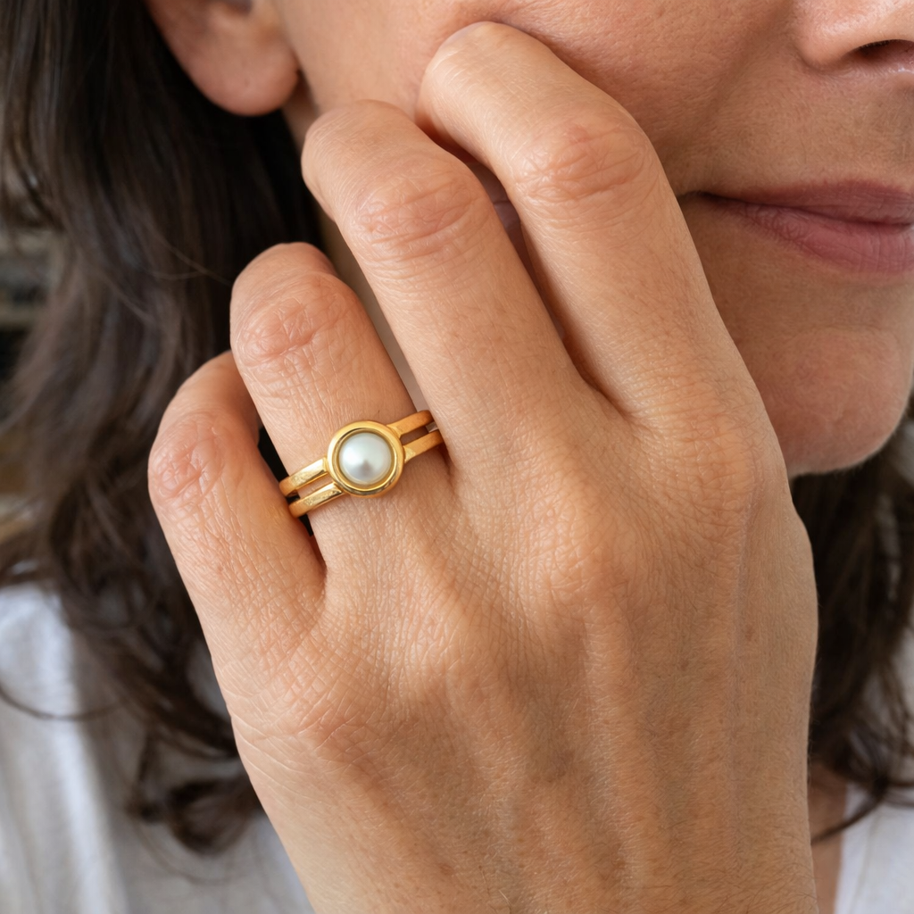 Lunara Anello Perla Oro giallo