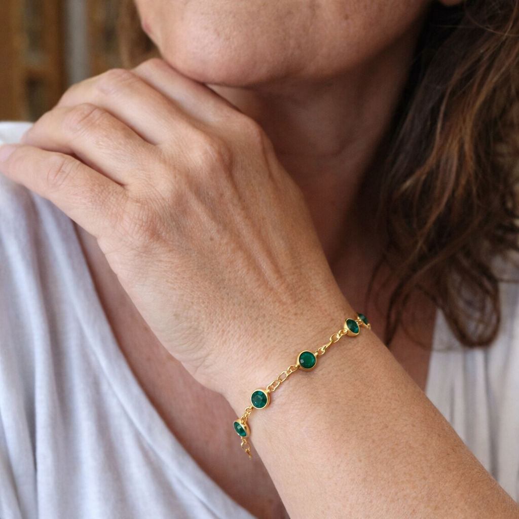 Bracciale Catena Maglie Smeraldo Oro giallo
