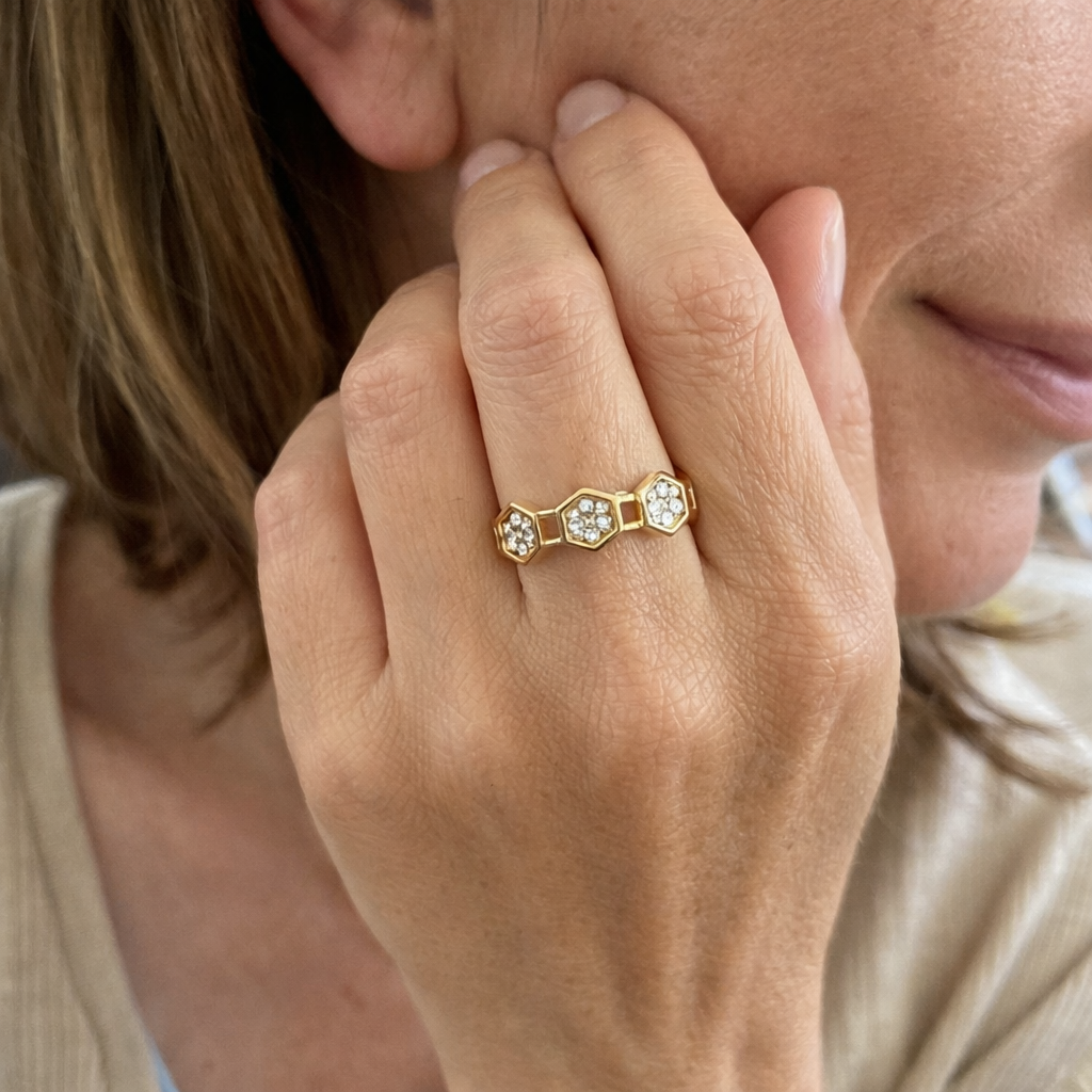 Anello Favo Cristallo