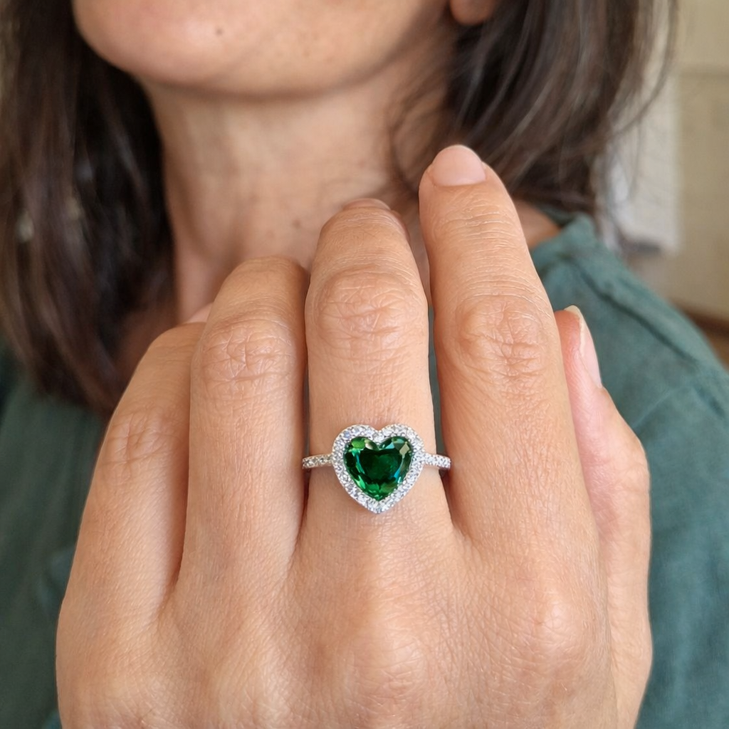 Delara Virenza Anello Smeraldo Oro bianco