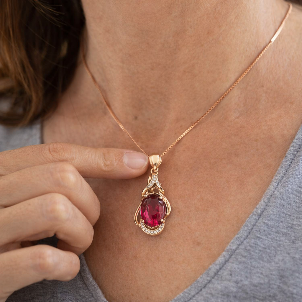 Collana Oro Cristallo Rosso Squisita