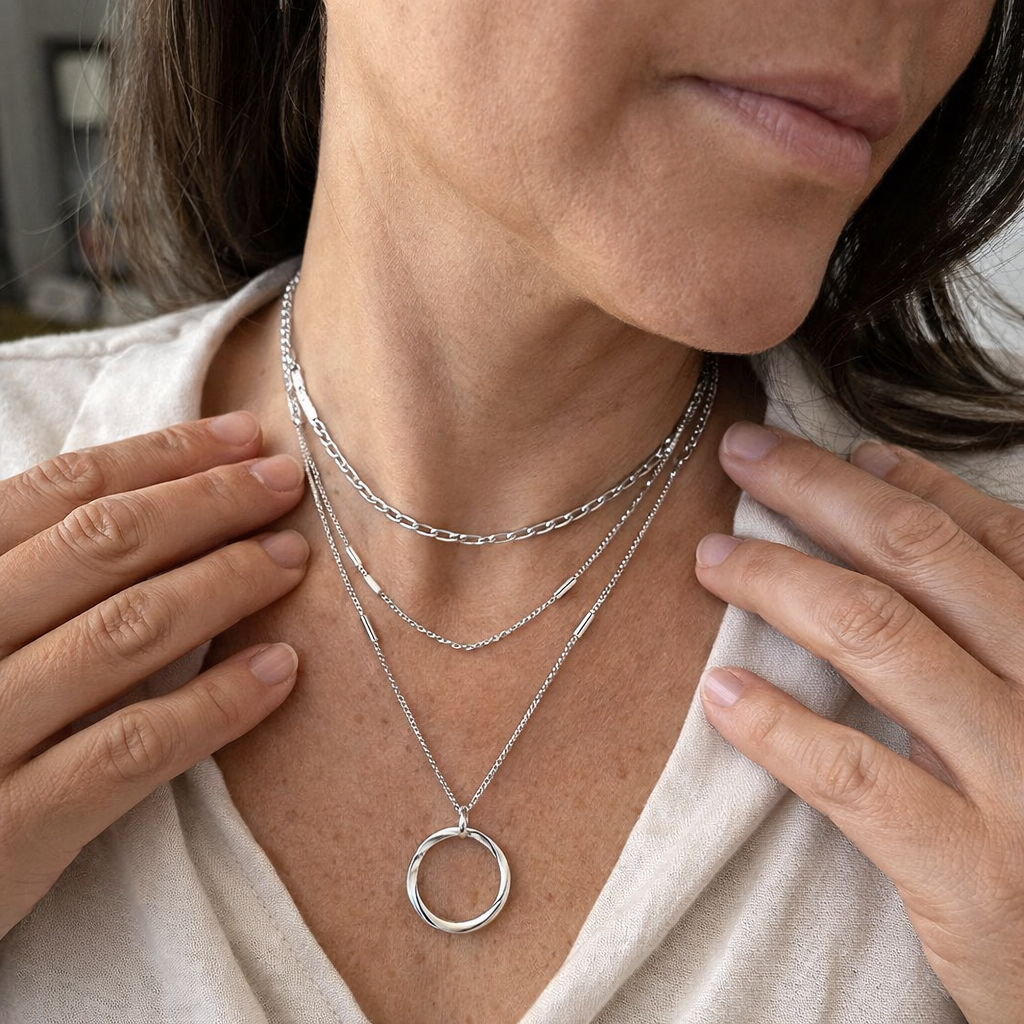 Collana Tre Fili con Cerchio Aperto