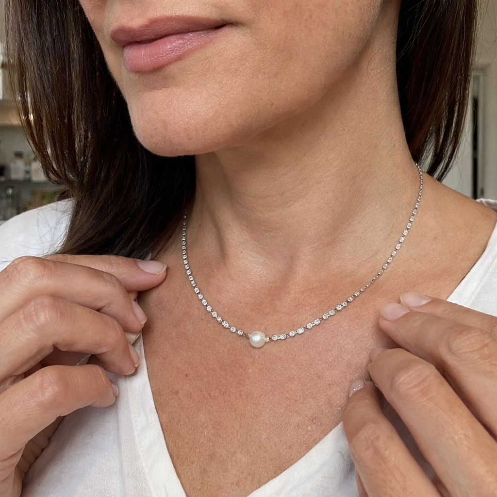 Collana Perla Radiante Oro bianco
