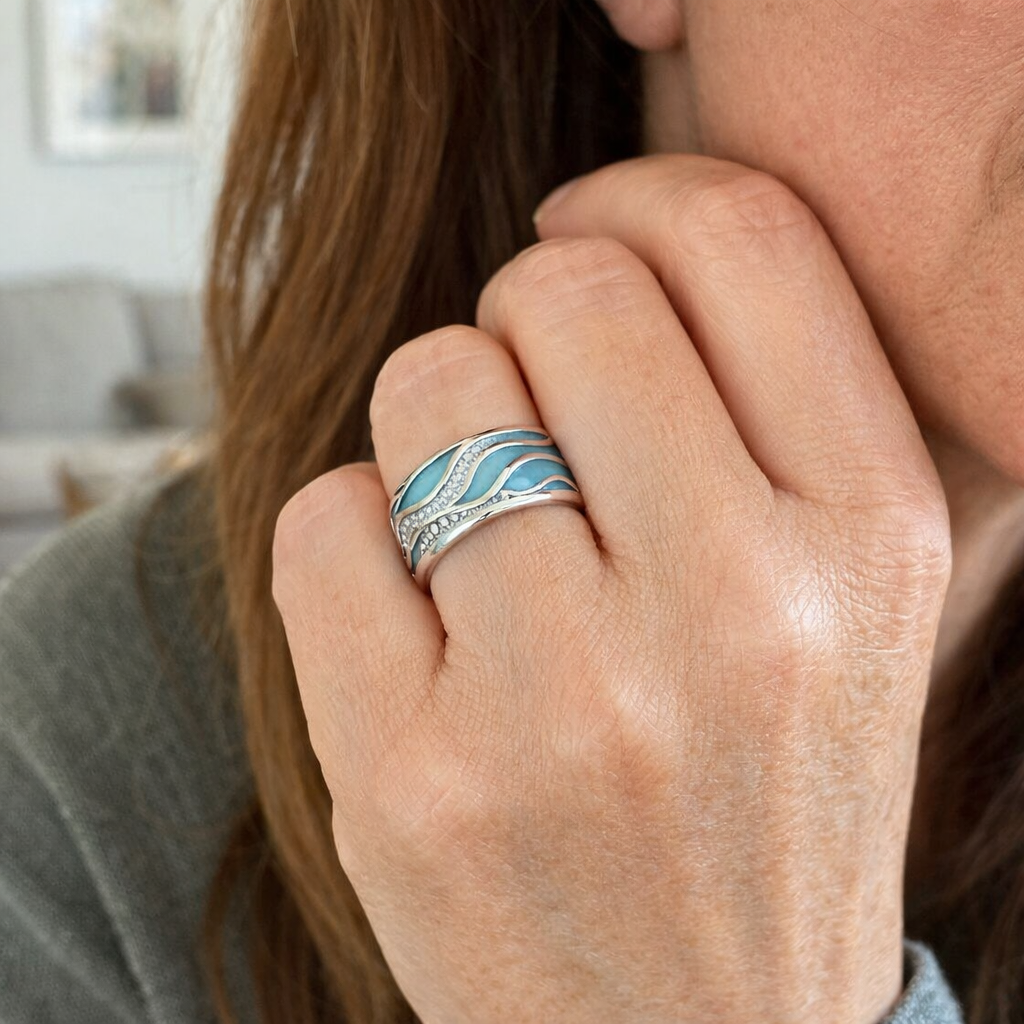Seasilver Anello Onde Oro bianco