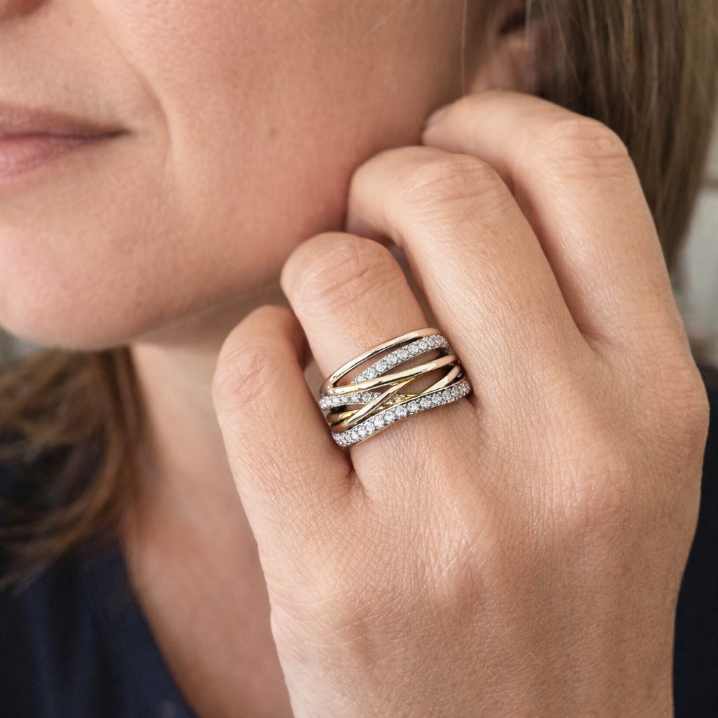 Anello Zircone Radiance Argento e Oro Oro misto