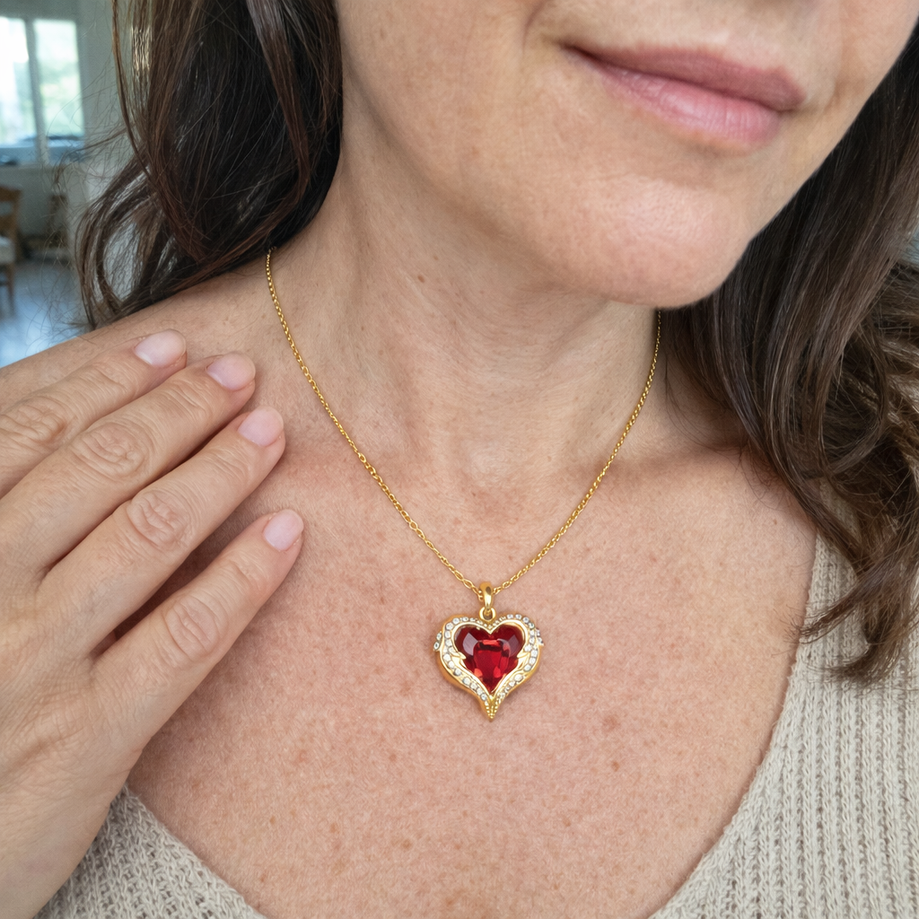 Collana Cuore Rubino Abbraccio d'Angelo