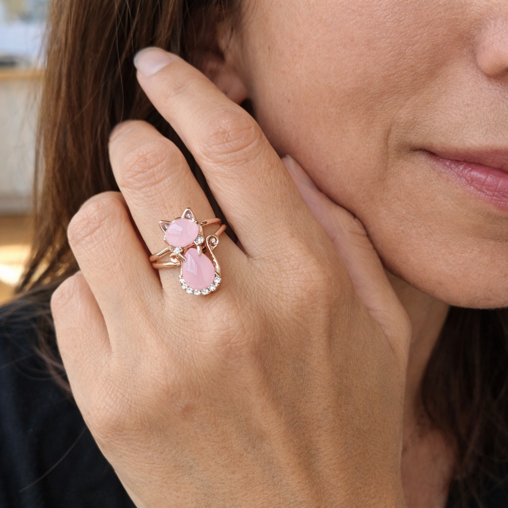 Anello Gatto Oro Rosa