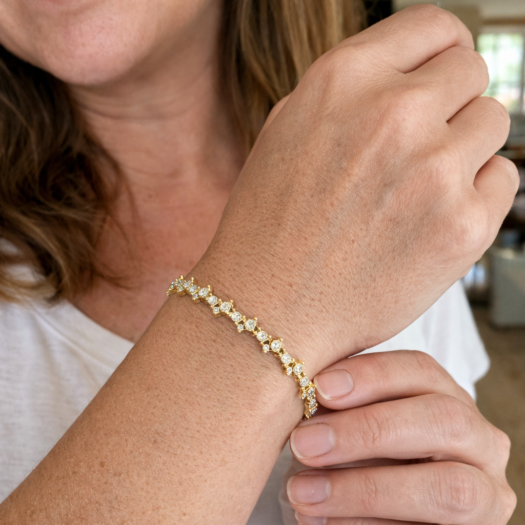 Bracciale Tennis Classico Cluster Oro giallo
