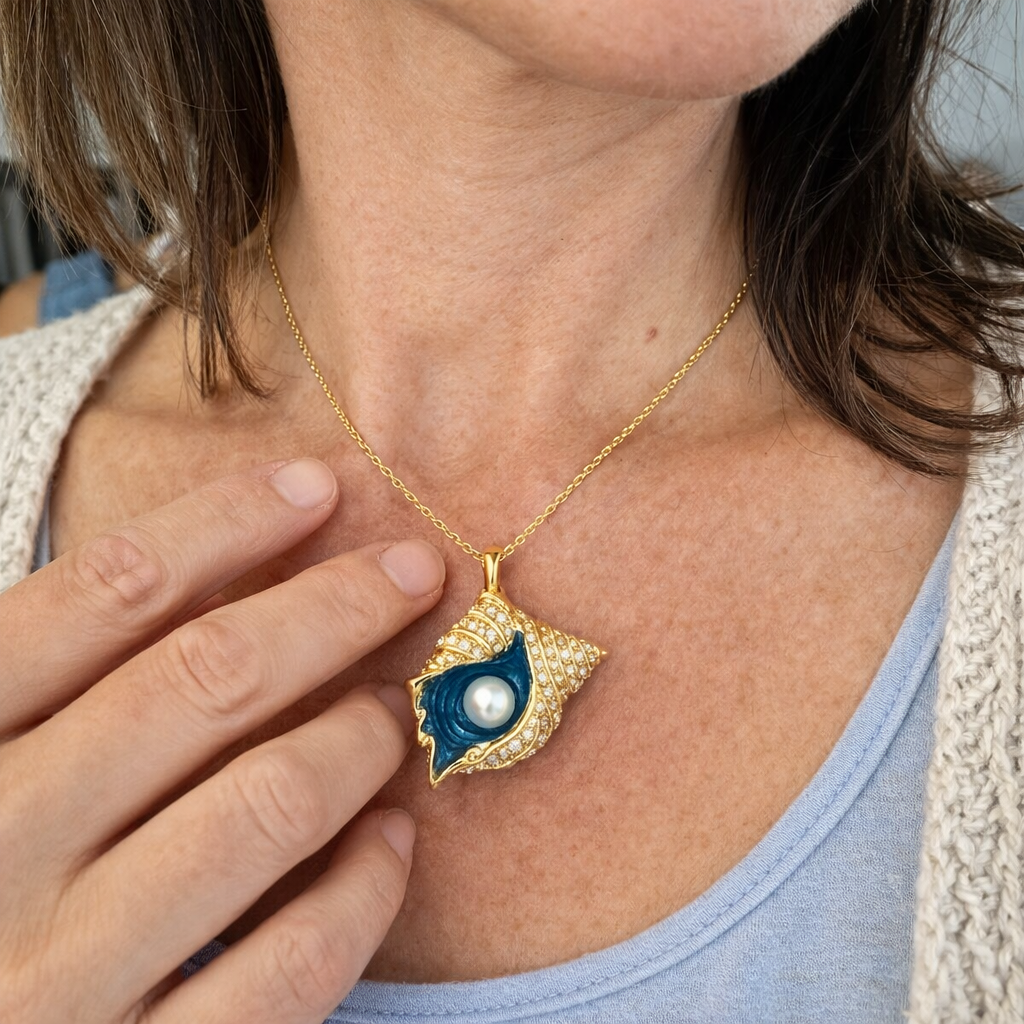 Collana Perla e Conchiglia Radiante Oro giallo