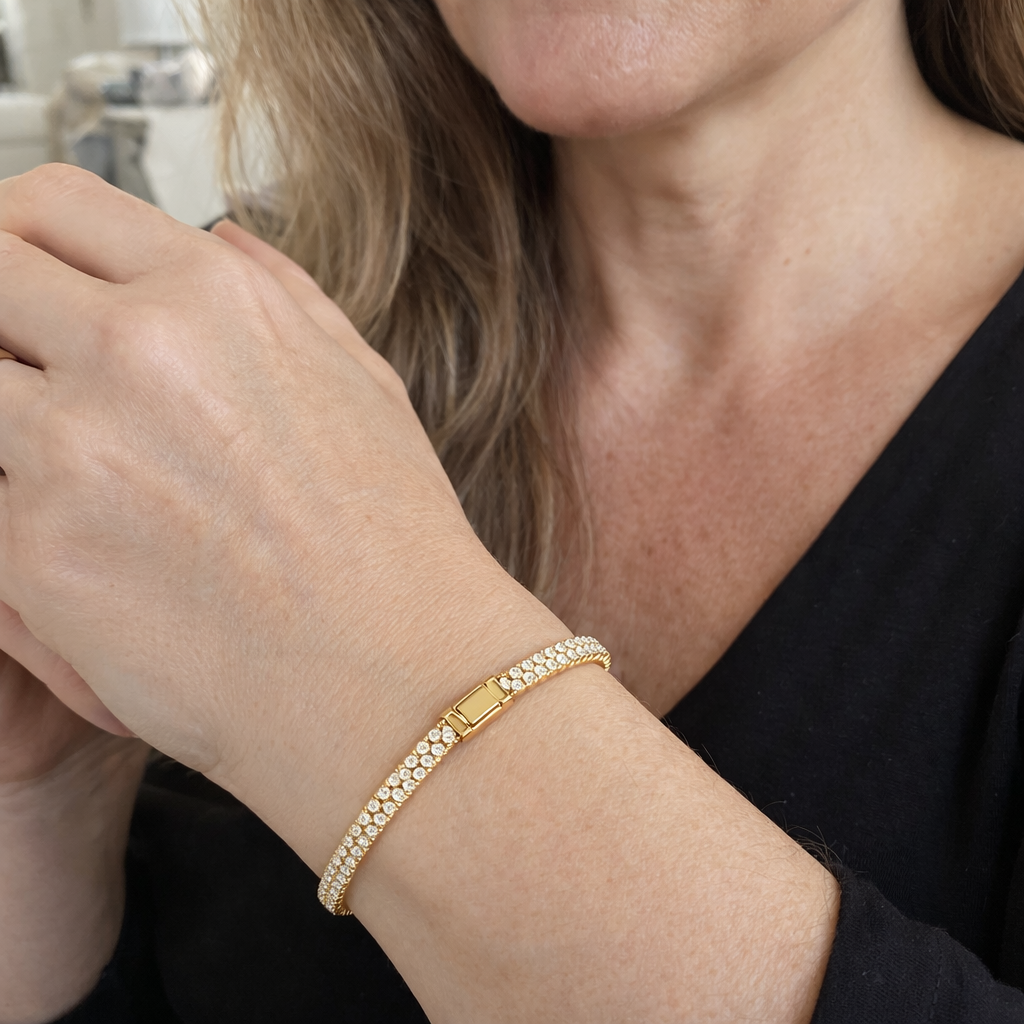 Bracciale Cubano Pave Oro giallo