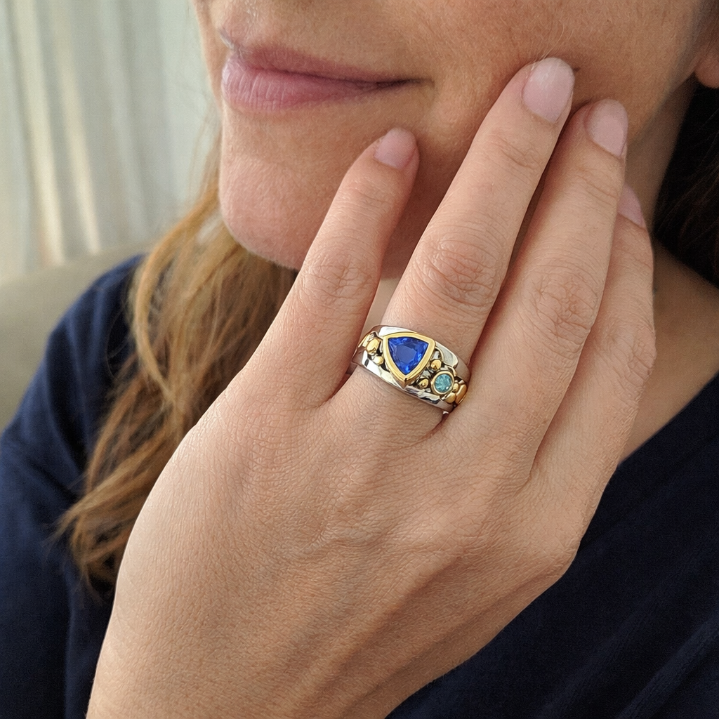 Anello Gemma Ghiaccio Antico Oro bianco