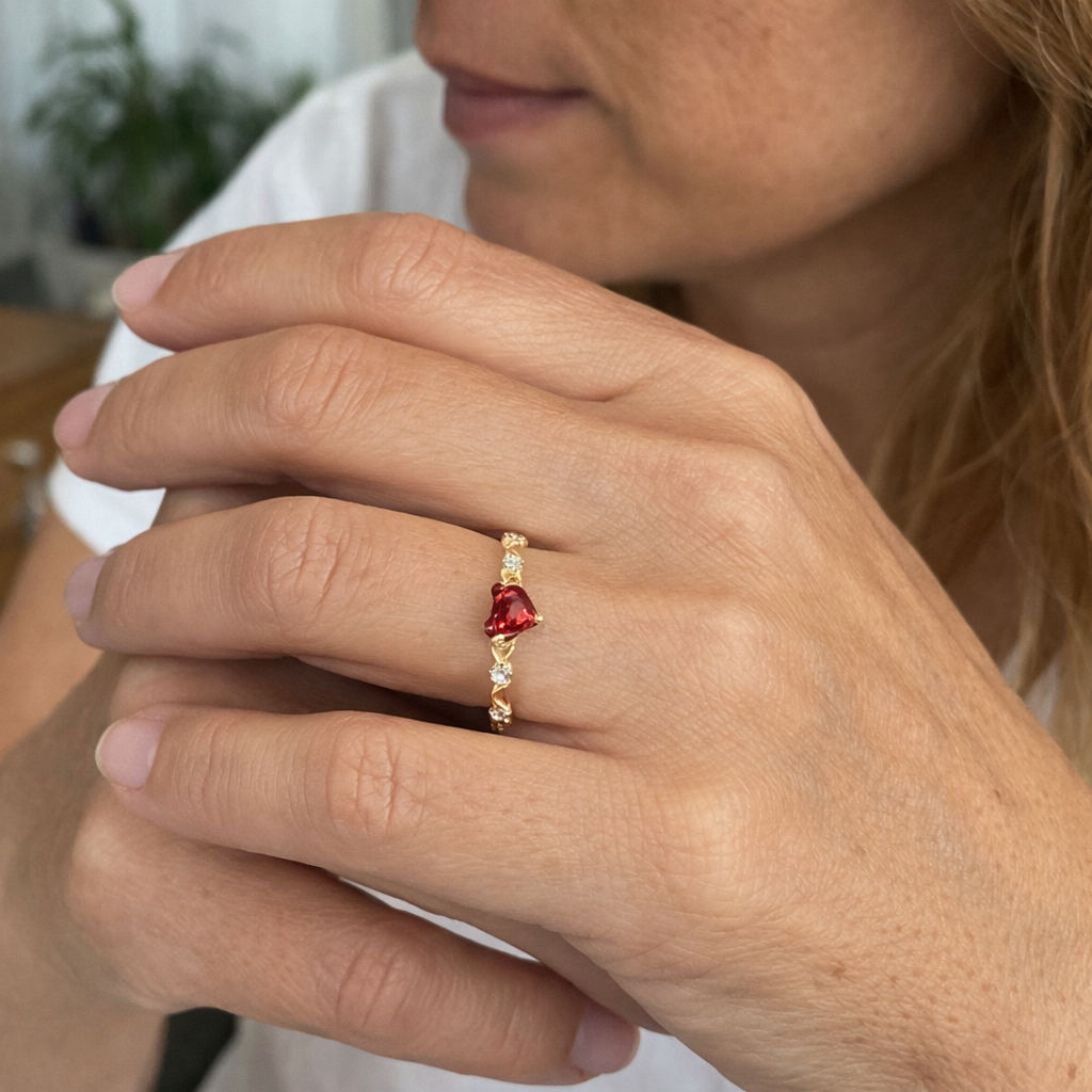 Coralyn Amoura Anello Rubino Oro bianco