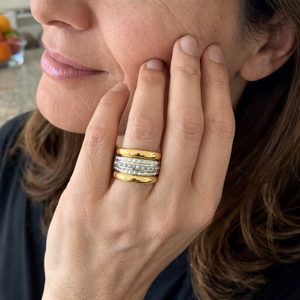 Anello Giallo Spesso Strati Senza Tempo Oro giallo