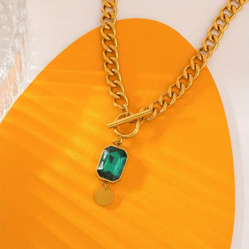 Collana con Pendente Smeraldo Catena Grossa