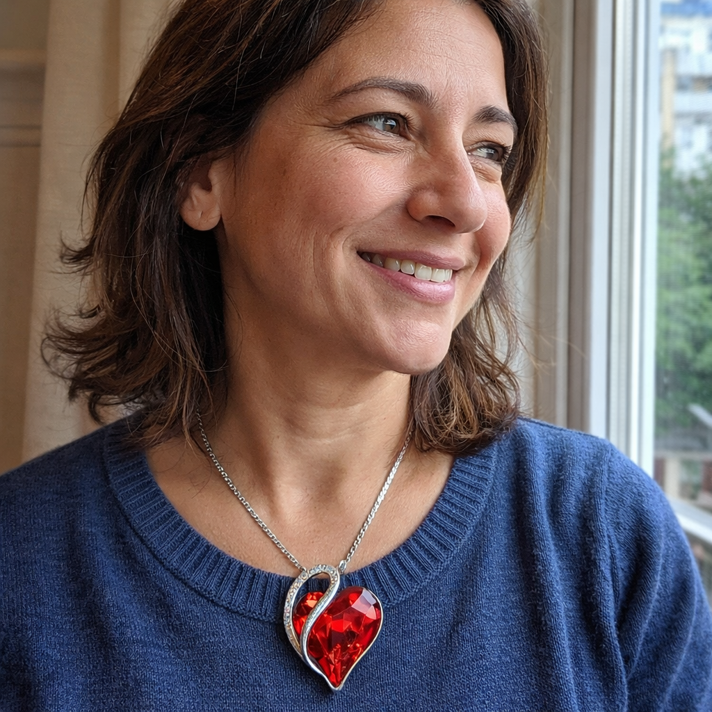 Collana Infinito Cuore Rubino