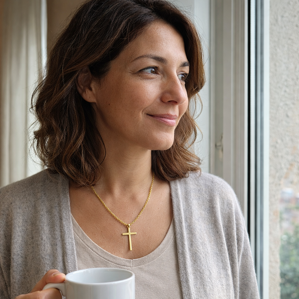 Collana Croce con Castone Oro giallo