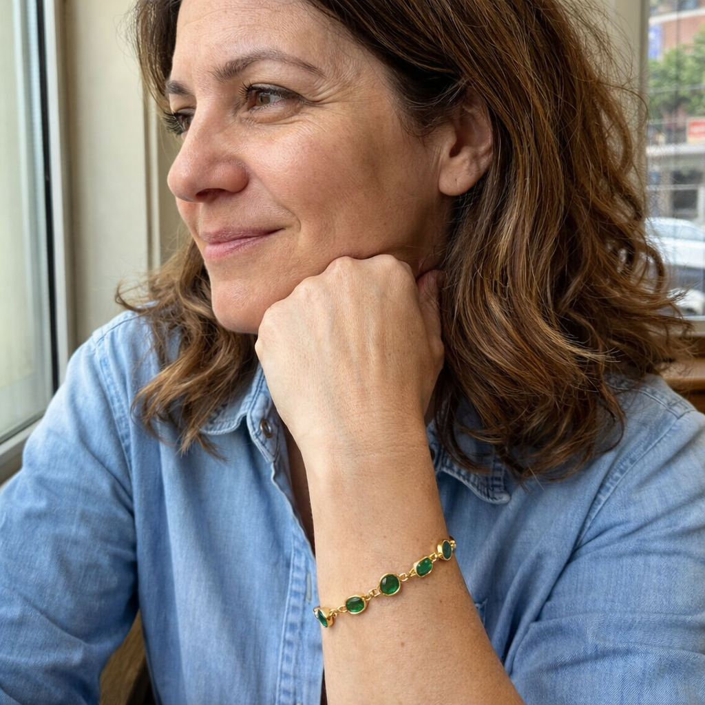 Bracciale Catena Maglie Smeraldo Oro giallo