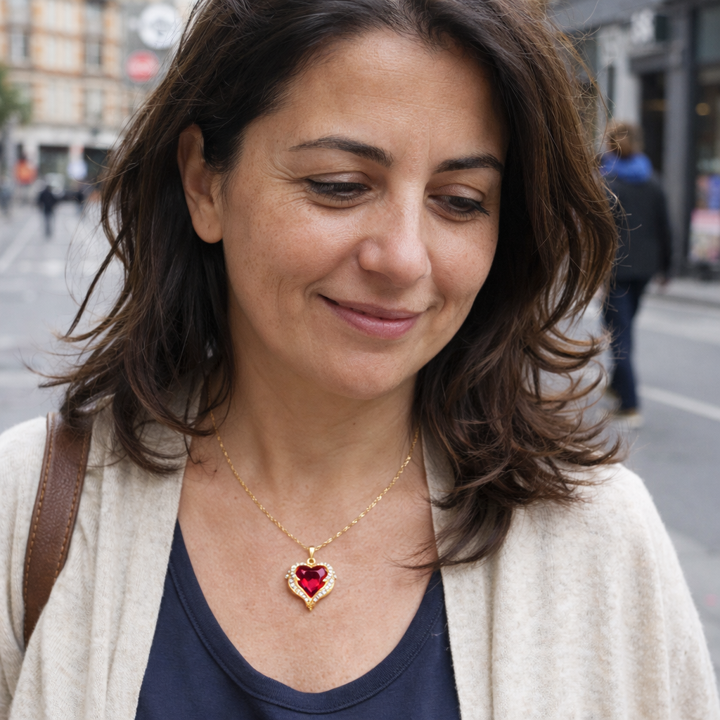 Collana Cuore Rubino Abbraccio d'Angelo