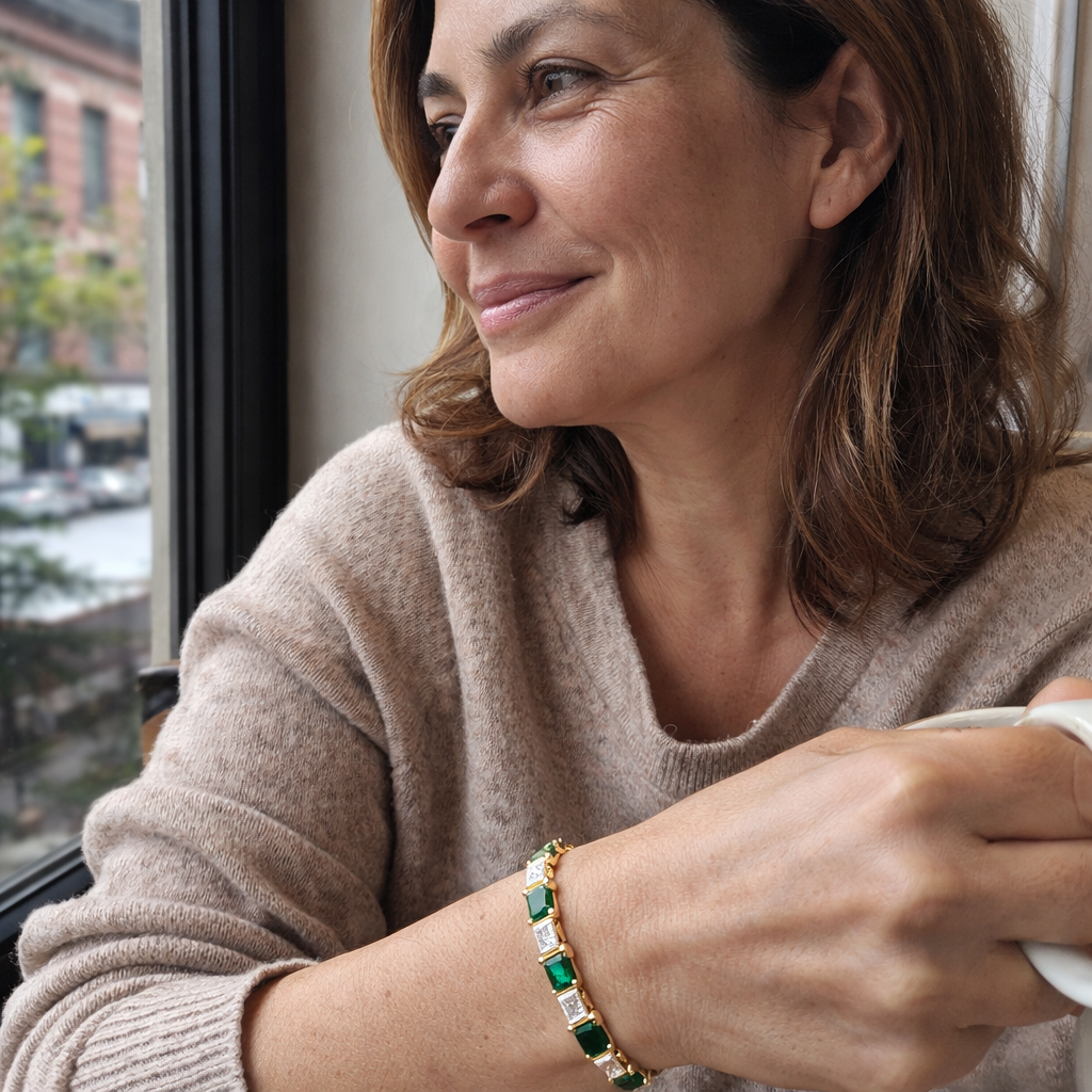 Verde Link Bracciale Tennis Oro giallo