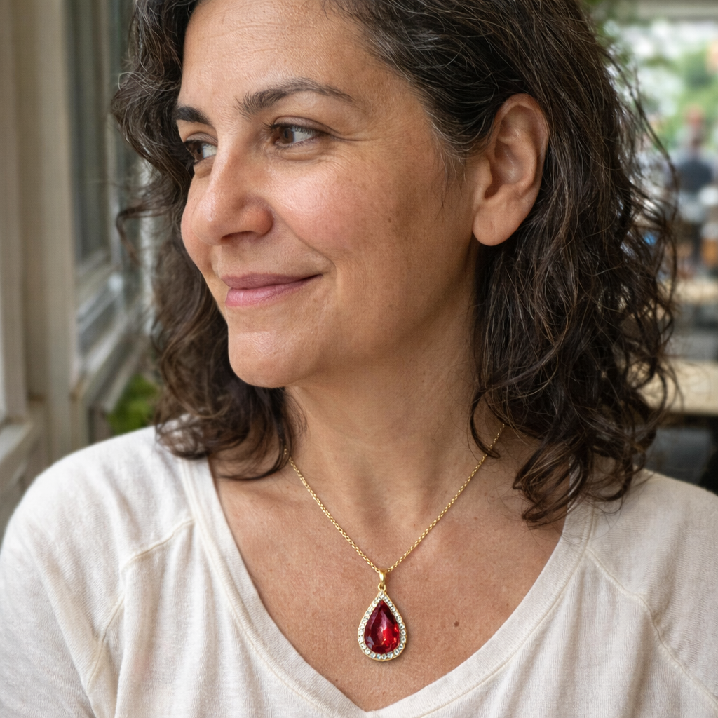 Collana Pendente Goccia di Rubino