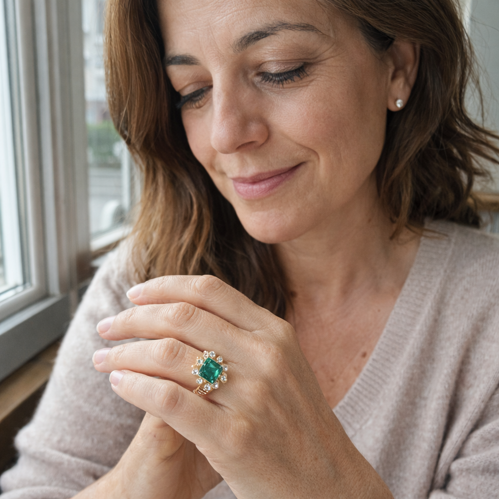 Elisova Grenthal Anello Smeraldo