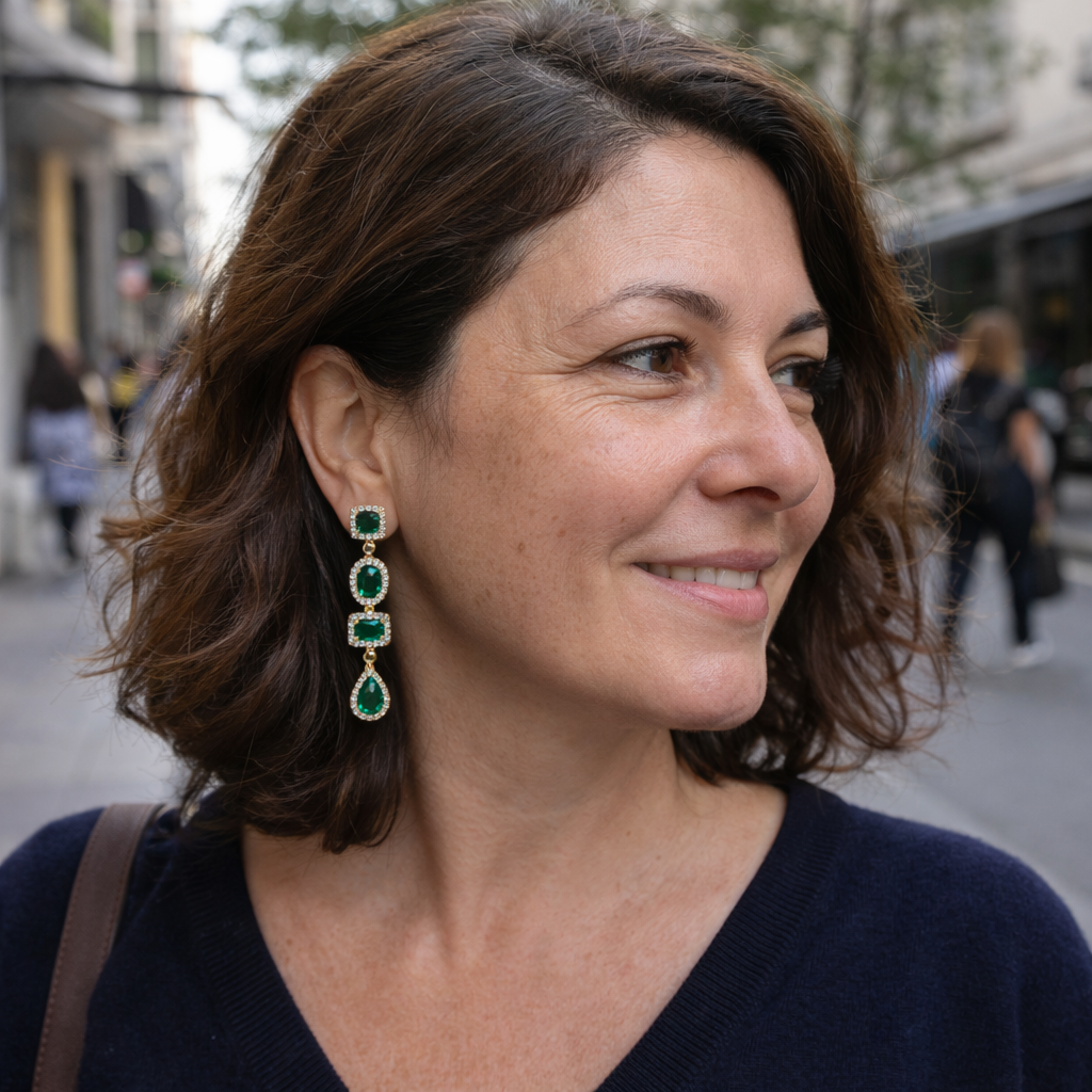 Coraline Esmarisse Orecchini Pendenti Smeraldo Oro giallo
