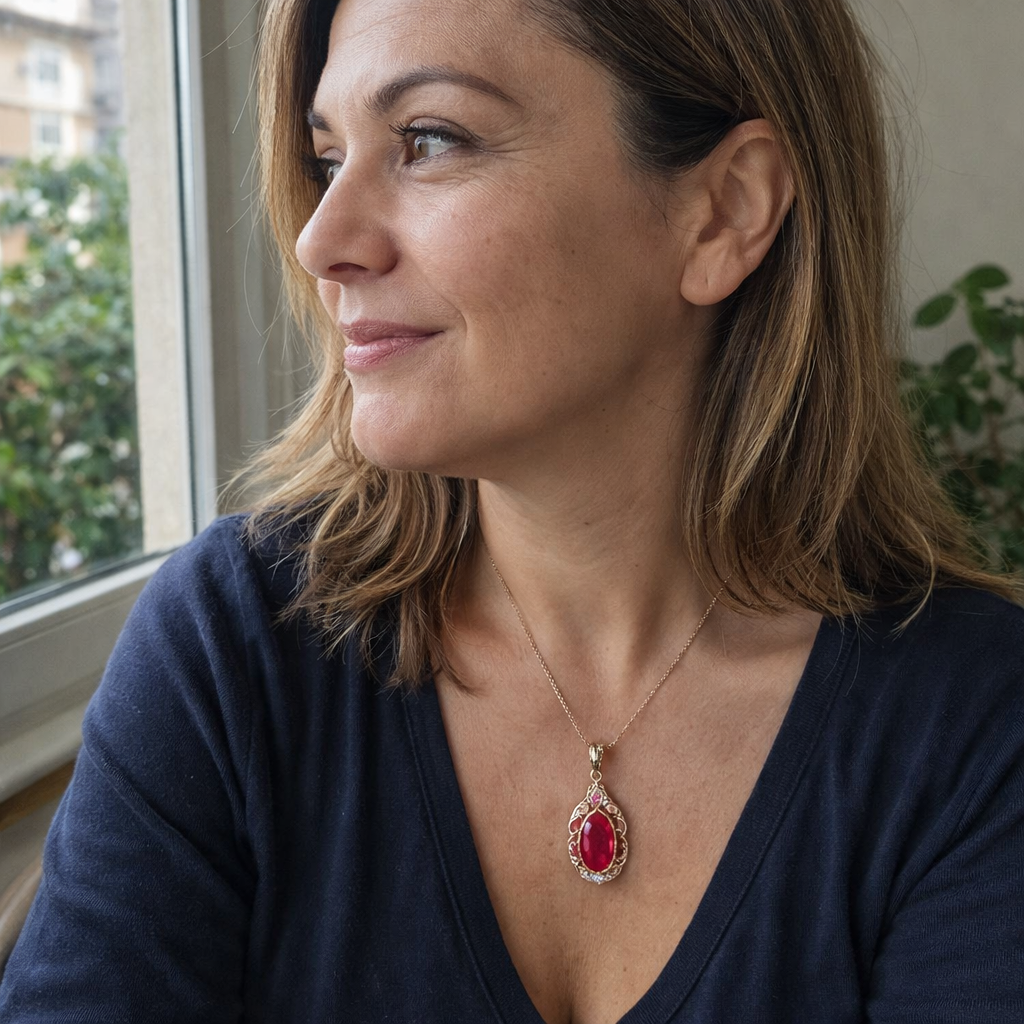 Collana Oro Cristallo Rosso Squisita