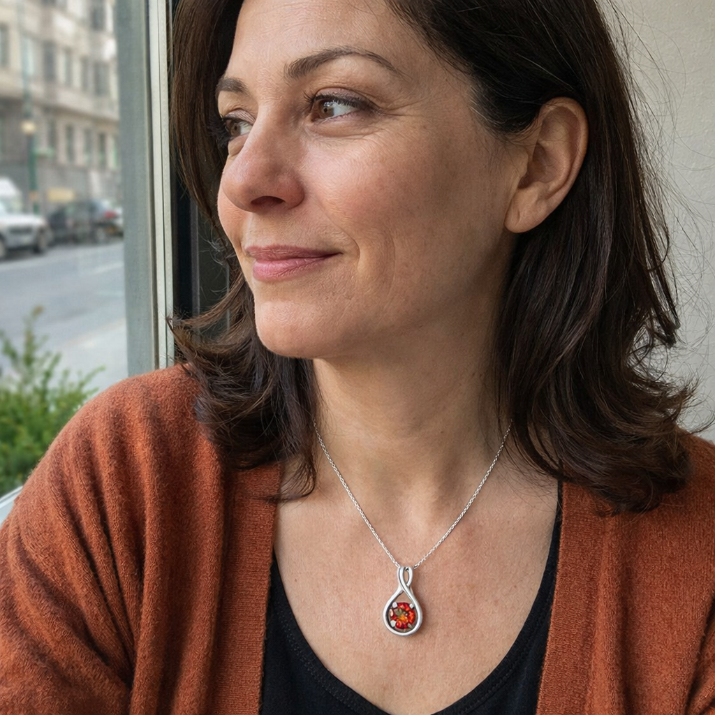 Collana Infinito con Rubino e Pendente