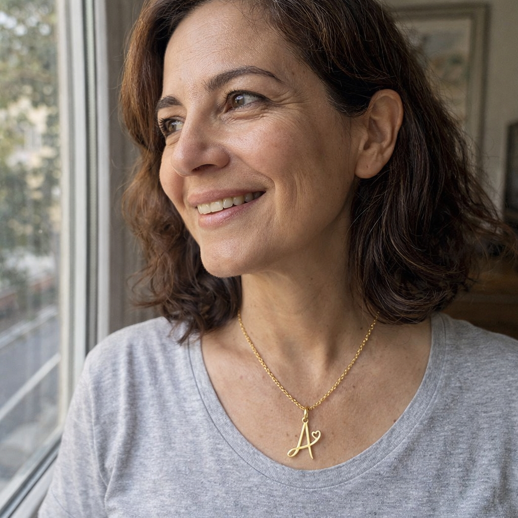 Collana con Iniziale Cuore Oro giallo