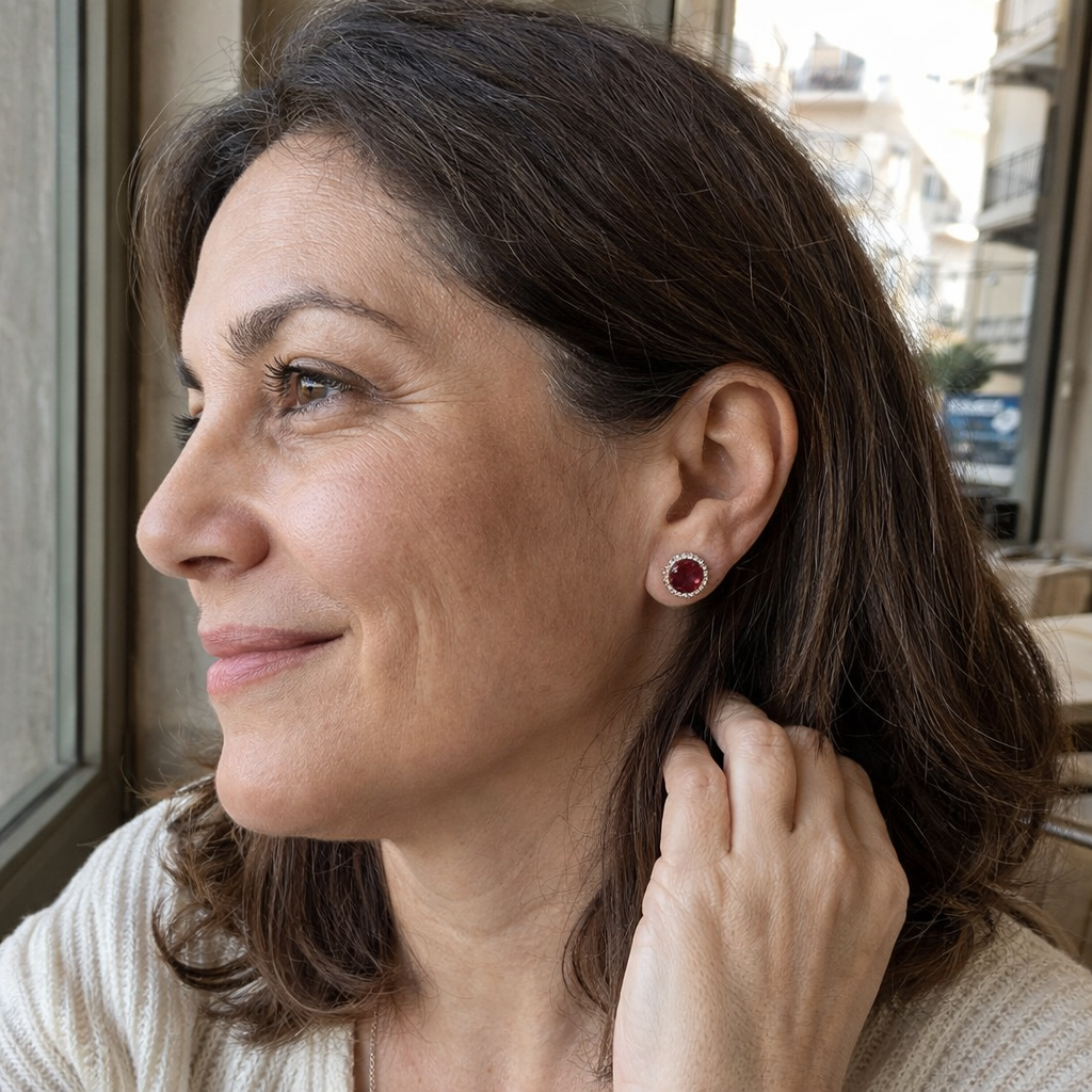 Lucia Rosavelle Orecchini Rubino Oro bianco