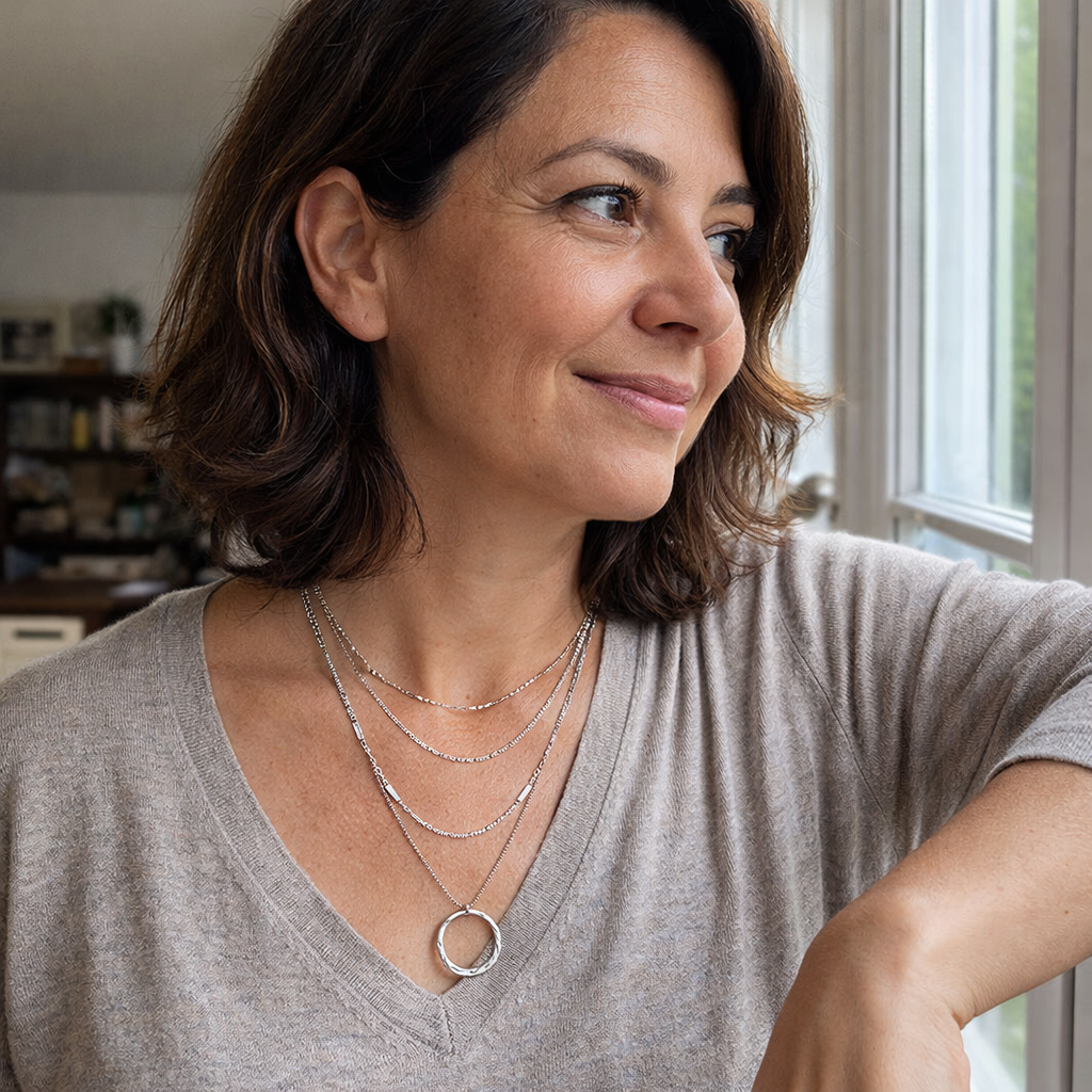 Collana Tre Fili con Cerchio Aperto