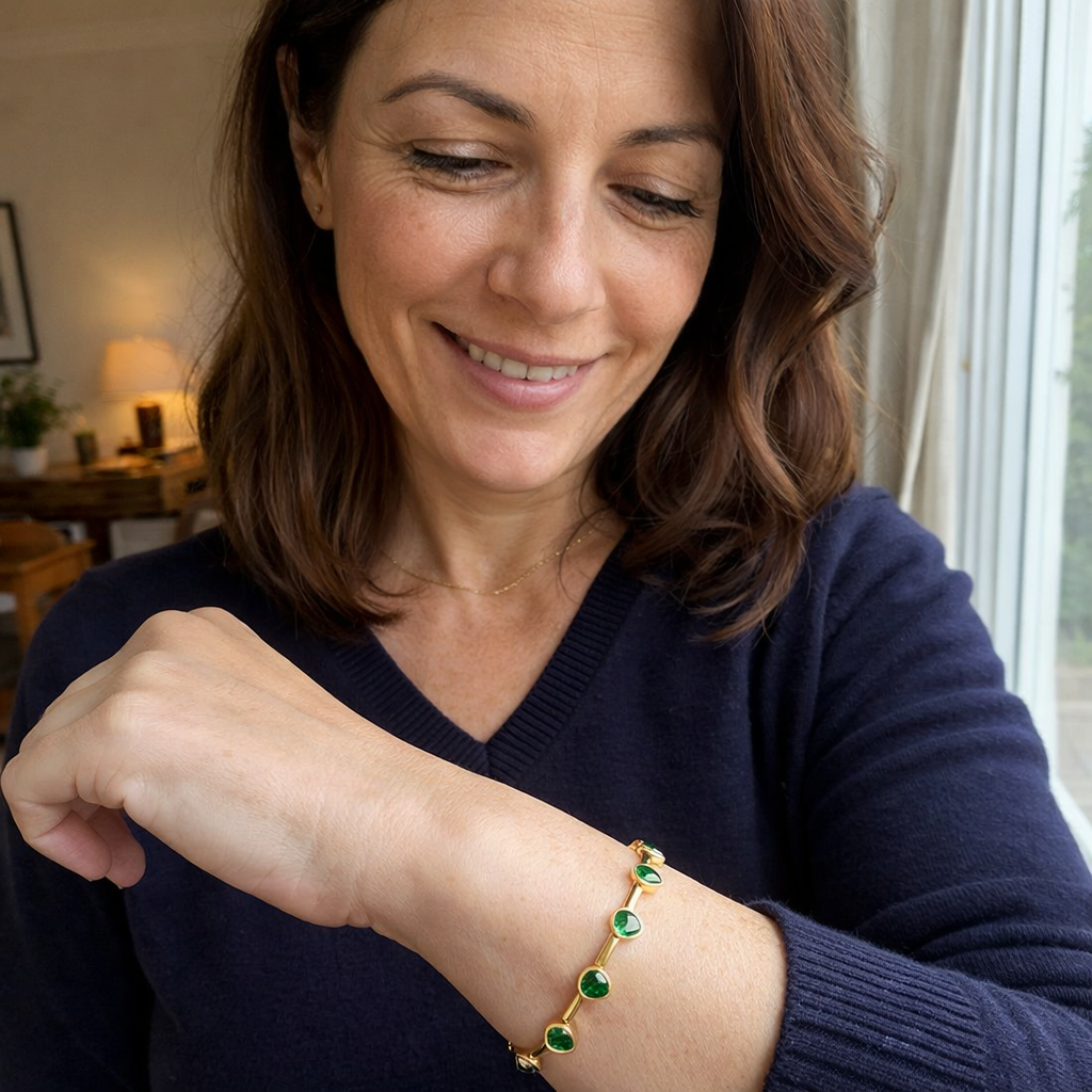 Bracciale Cuori Verde Oro giallo