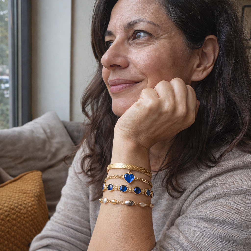 Aveline Northblue Parure di Bracciali Zaffiro Oro giallo
