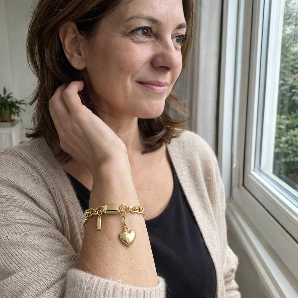 Bracciale Spesso Cuore Oro giallo