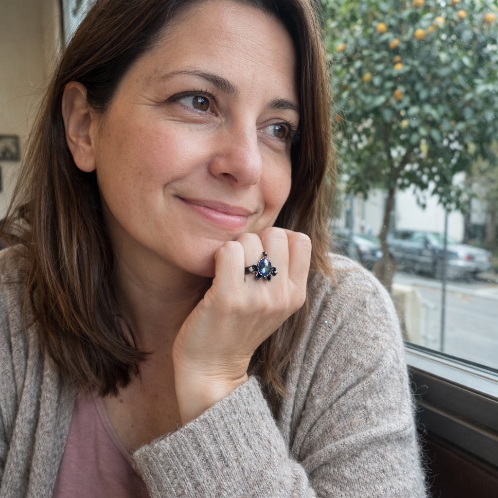 Anello Ametista Strati Oro bianco