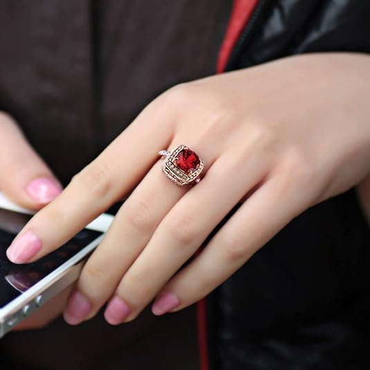 Anello Statement Rubino Halo Oro Rosa