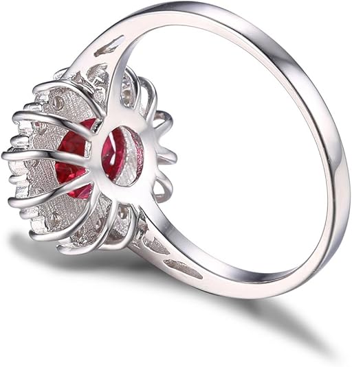 Anello Classico Rubino Halo Oro Bianco