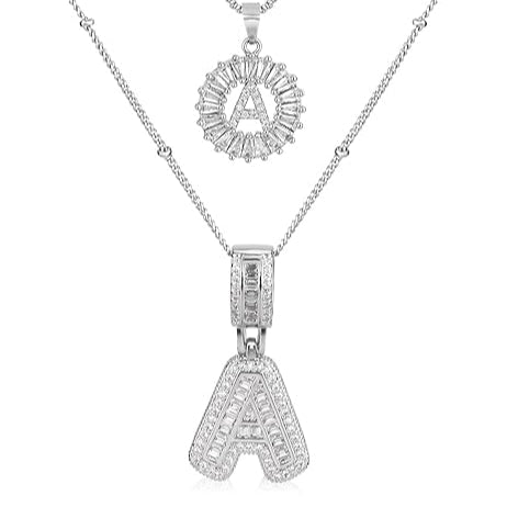 Parure Collana con Iniziale Pave