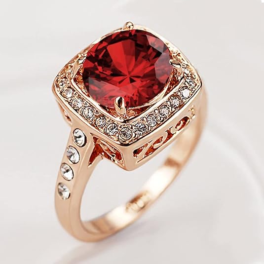 Anello Statement Rubino Halo Oro Rosa