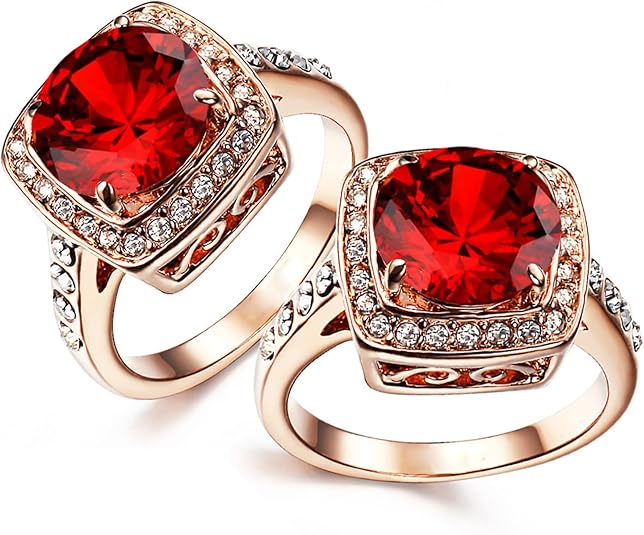 Anello Statement Rubino Halo Oro Rosa