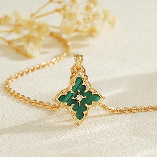 Collana con Pendente Quadrifoglio Smeraldo