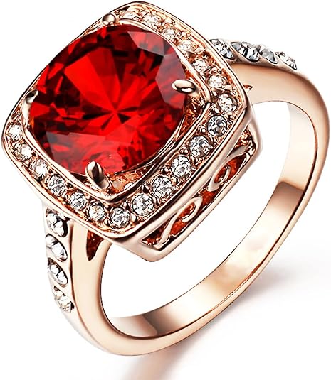 Anello Statement Rubino Halo Oro Rosa