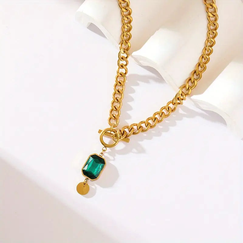 Collana con Pendente Smeraldo Catena Grossa