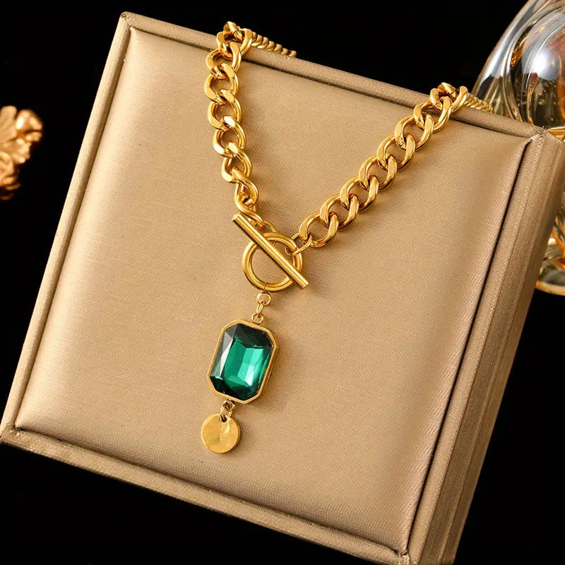 Collana con Pendente Smeraldo Catena Grossa